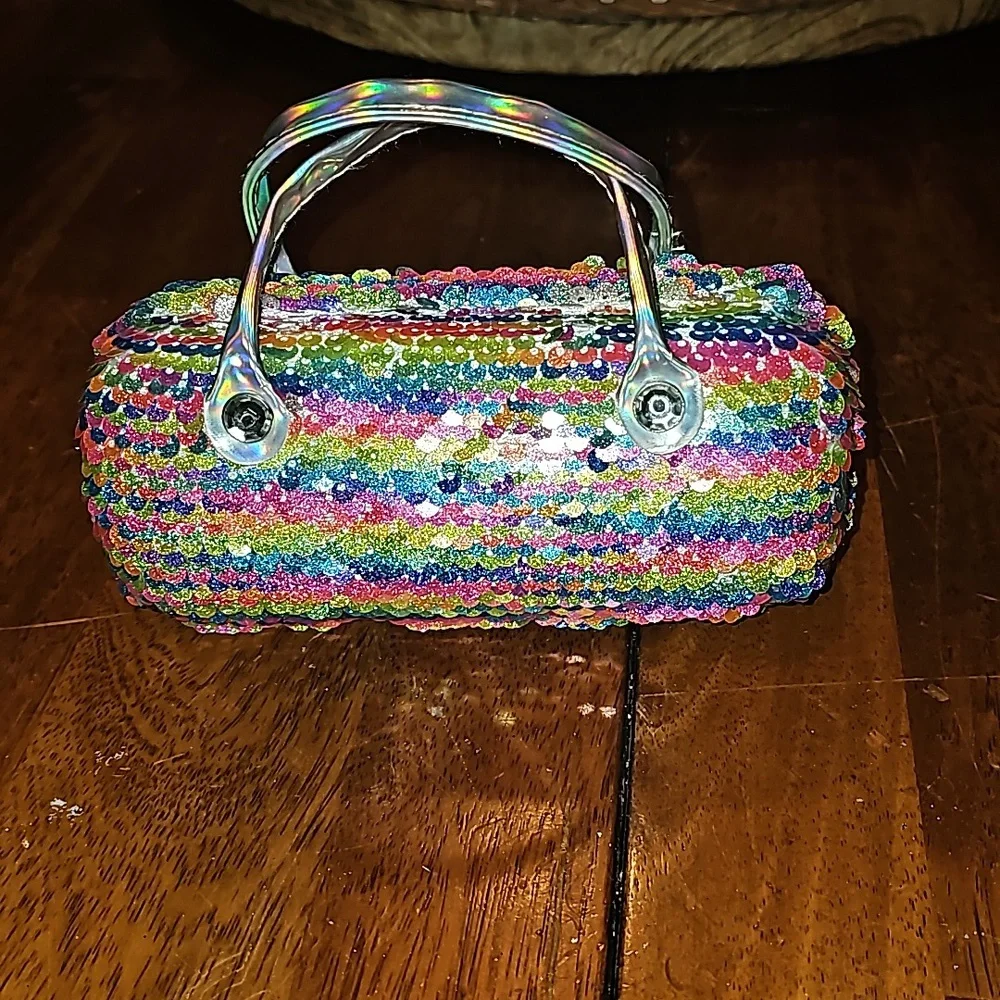 Multicolor FLIP Sequin hard sunglass case. NWOTS!!